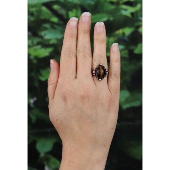 Sterling Silver Tiger's Eye Ring Size 7 - Picture 2 of 7